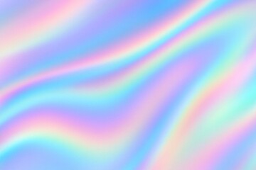 Poster - Holographic pastel rainbow gradient background creating a flowing, wavy pattern, ideal for modern and trendy designs, adding a vibrant and ethereal touch to any project