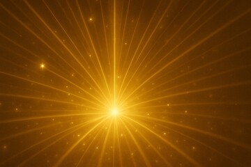 Poster - Golden light beams radiate from a central bright point, creating a starburst effect with sparkling particles scattered throughout, evoking a sense of energy, hope, and celebration