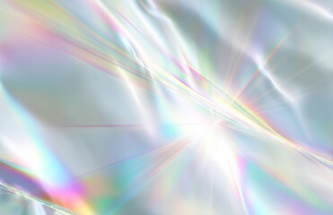 Poster - Smooth surface reflecting iridescent light beams, creating a colorful spectrum background with pastel tones, perfect for modern and vibrant designs