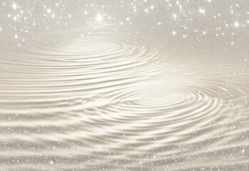 Poster - Gentle concentric ripples expanding on a silver liquid surface, adorned with sparkling glitter and a backdrop of twinkling stars, create a mesmerizing and ethereal scene