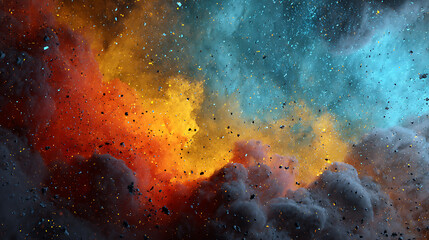 Aufkleber - Space nebula, 4k colorful abstract background image, 3d illustration, 3d render space, surreal explosion, colorful stars and asteroids particles, surreal nebulae
