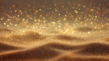 Fototapete - Texture background of golden sand on the bottom and glowing sparkles above