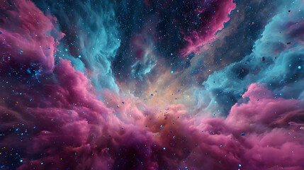 Aufkleber - Space nebula, 4k colorful abstract background image, 3d illustration, 3d render space, surreal explosion, colorful stars and asteroids particles, surreal nebulae