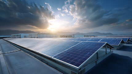 Aufkleber - Solar panel on factory or house roof top, photovoltaic power supply systems, solar power plant, the source of ecological renewable energy, environment, power, technology