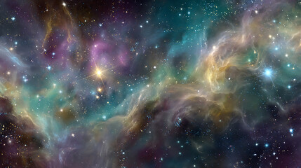 Aufkleber - Fantastic multicolored outer space with stars, constellations, galaxies, planets and nebula fantasy cosmos