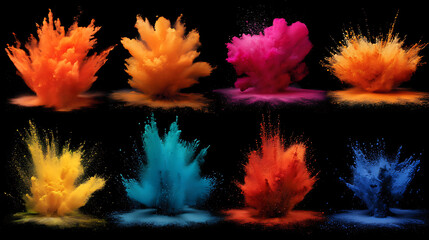Aufkleber - Creative set of bright colored dry paint splatter explosions