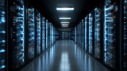 Aufkleber - Server racks in computer network security server room data center, contemporary background, network server room with computers, technology and telecommunication consept