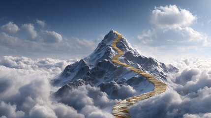 Aufkleber - Route to the top of mountain, concept of goal