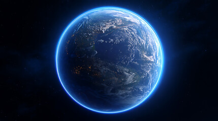 Aufkleber - Planet earth with a blue outline, planet earth from outer space