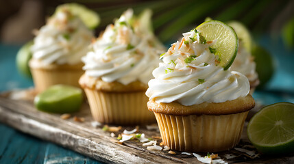 Aufkleber - Key lime cupcakes with coconut frosting