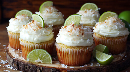 Aufkleber - Key lime cupcakes with coconut frosting