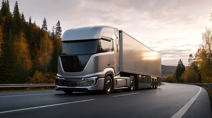 Aufkleber - Driverless autonomous truck on the road