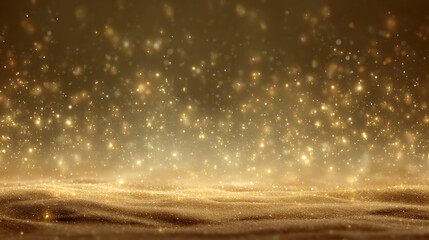 Leinwandbilder - Texture background of golden sand on the bottom and glowing sparkles above