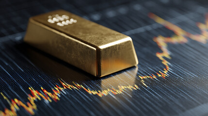 Poster - Gold bar resting on a stocks and shares graph representing investment