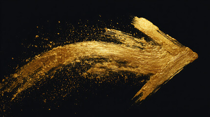Poster - dynamic golden brushstroke forming an arrow shape, symbolizing progress and direction