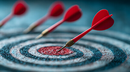 Aufkleber - Set goals for work, dart aiming at the target center business, goal, aiming marketing target metaphor, succeed dart board, defines objectives, success investment ideas, winner