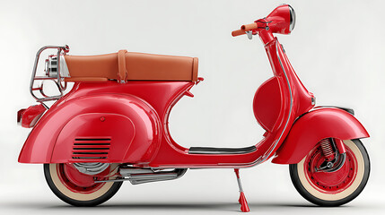 Fototapete - Red scooter isolated