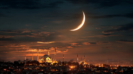 Poster - Ramadan crescent moon beautiful view