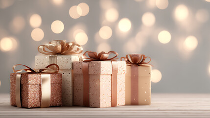 Aufkleber - Elegant gift boxes with copy space and light