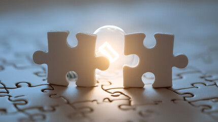 Poster - Puzzle, business strategy, success solution, jigsaw games symbol, idea metaphor, creative idea, connection, challenge, partnership, teamwork, match