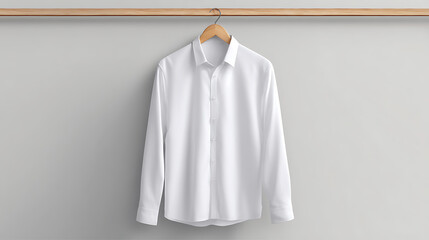 Poster - Shirt mockup on a hanger, isolated cutout, fashion, template, cotton, shirt, design, cloth, t, shirt, wear, blank, white, front, casual, textile, empty, advertisement, fabric