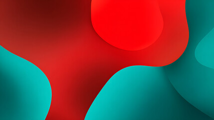 Poster - Red and cyan abstract background, colorful red, teal colors, design wallpaper, graphic digital pattern with modern shapes, 4k high end backdrop, simple, clean design for web banner or website