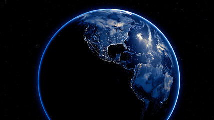 Aufkleber - Planet earth with a blue outline, planet earth from outer space