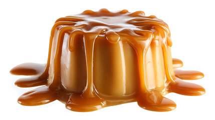 Aufkleber - Liquid sweet melted caramel, delicious caramel sauce isolated on white