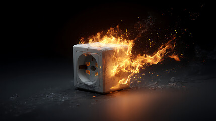 Aufkleber - Illustration of a burning power socket