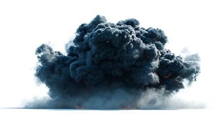 Poster - Dense black cloud with a blanket of smoke, explosion isolated