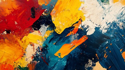 Poster - Vibrant Palette: A Dynamic Abstract Painting with Textured Brushstrokes