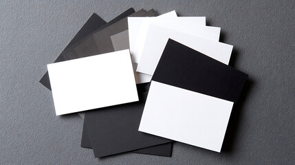 Aufkleber - White and black business cards on a grey background, copy space available on the cards for writing