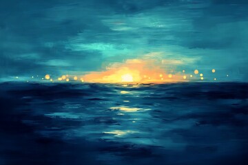 Wall Mural - sea water with bokeh light effect on sunlight