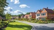 © THUA - A contemporary housing development in Spring, England, with modern homes designed for comfort and efficiency, surrounded by landscaped gardens and communal spaces, emphasizing community and elegance