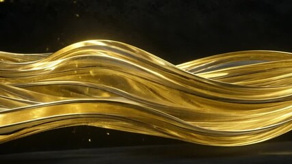 Poster - golden waves flowing with shimmering light dynamic movement of elegance, luxury, and beauty in textu