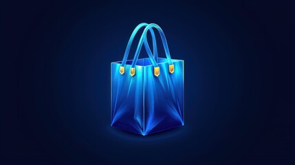 Poster - Luminous Blue Shopping Bag: Digital Illustration
