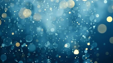 Poster - beautiful abstract background with shimmering particles and soft bokeh lights in blue and gold, crea