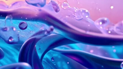 Poster - colorful water surface with bubbles and waves dynamic and vibrant liquid experience of tranquility a