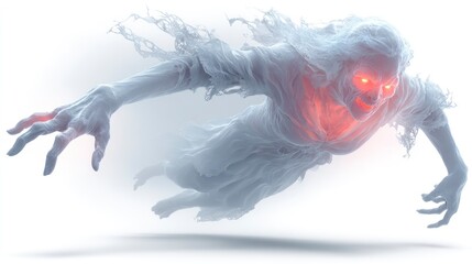 Naklejka na meble Ghostly Figure with Glowing Red Eyes and Ethereal Presence Haunting Spirit Supernatural Entit