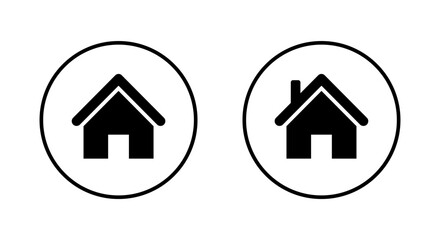 Poster - Home, homepage icon on circle line. Address, house sign symbol