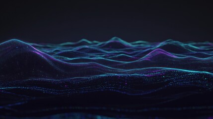 Poster - Abstract digital landscape of glowing particles (1)