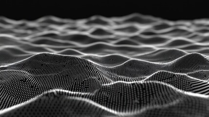 Poster - Abstract digital landscape, waves of data points, technology background, ideal for screensavers or tech posters