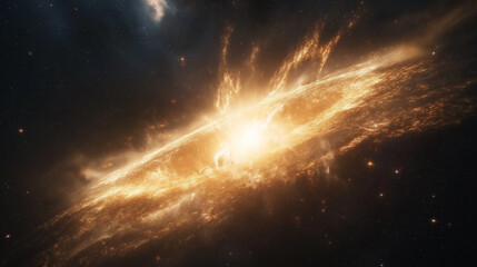 Wall Mural - celestial symphony: a breathtaking cosmic vista unveils a radiant galaxy, its celestial glow illumin