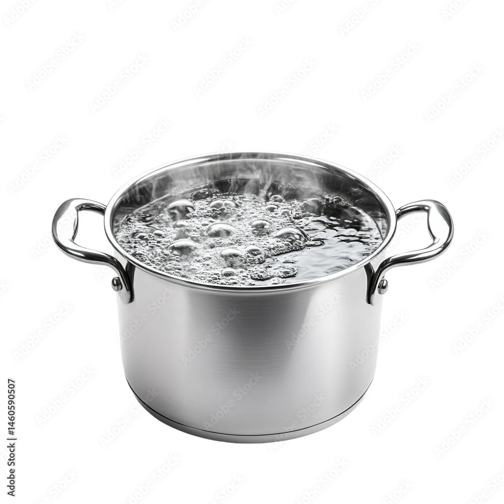 Metal pot with boiling water, isolated [Transparent Background PNG ...