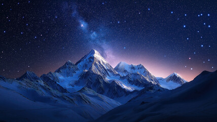 Wall Mural - a breathtaking view of mountains beneath a night sky filled with countless twinkling stars