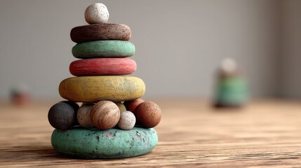 Poster - stack of rocks representing mindfulness and economic presence with awareness in a natural setting