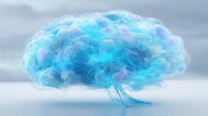 Poster - A blue cloud with a jelly-like substance representing mental hedging and subconscious risk protection concept