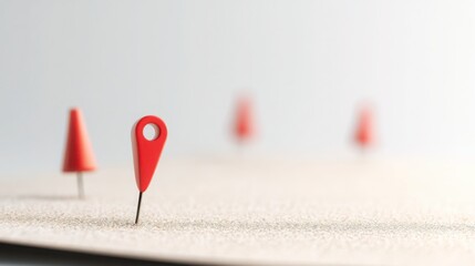 Poster - Close-up of a red pin placed on a white surface highlighting microtrend insight and early movement recognition concept