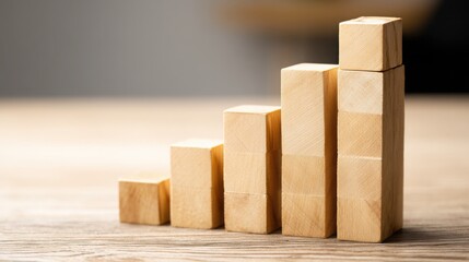 Poster - Minimalist growth pulse icon depicting a wooden block stacking to symbolize rhythmic capital rise and financial growth