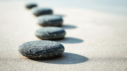 Poster - Beautiful rocks on a beach representing a minimalist wealth journey icon concept with soft luxury aesthetic appeal
